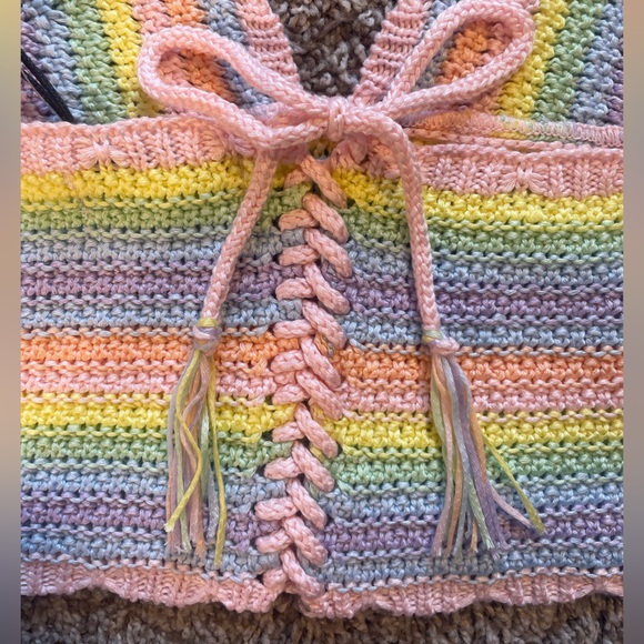 Sincerely Jules Pastel Rainbow Knit Crop Top NWT - Picture 7 of 8